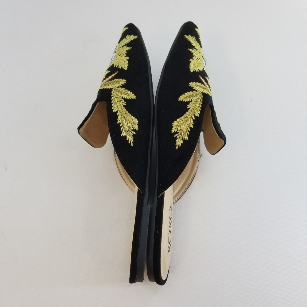 XOXO Marcie Black Embroidered Slip On Flats Sz 7 - Picture 5 of 8